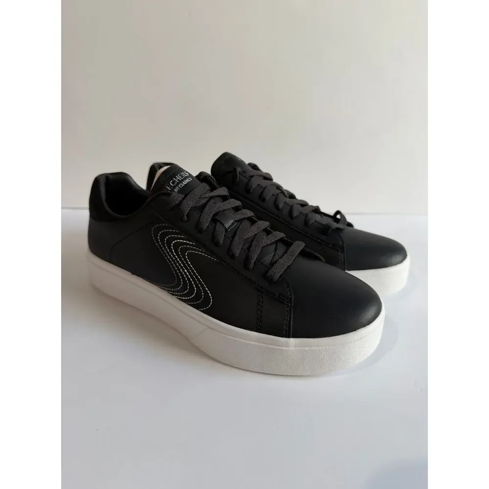 Skechers Court Classics Eden LX Lined Up Sneakers Black Womens Sz 7 NEW